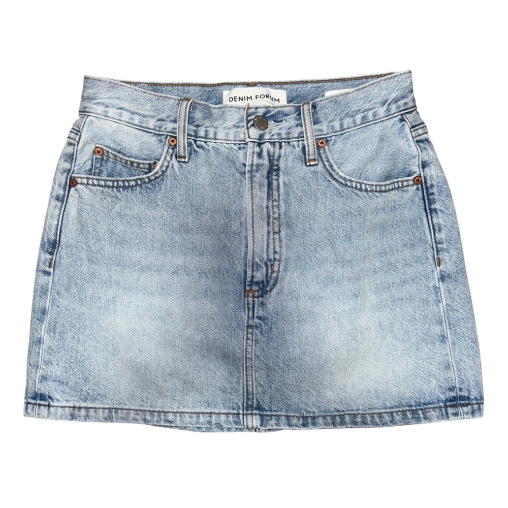 DENIM FORUM The 90s Ricci Skirt Light Wash Denim Mini Skirt Western‎ Festival